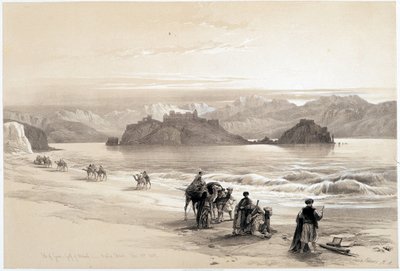 Wyspa Graia, zatoka Akabah (Akaba lub Akaba), rysunek wykonany 27.02.1839 w „Ziemi Świętej”, Londyn 1849 autorstwa David Roberts