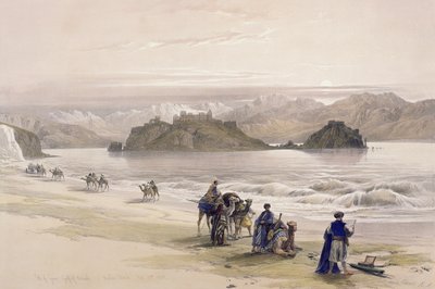 Isle of Graie, Gulf of Akabah, Arabia Petraea, 27 lutego 1839, tablica 108 z tomu III "The Holy Land", rytował Louis Haghe (1806-85) pub. 1849 autorstwa David Roberts