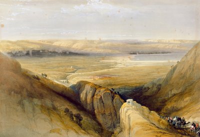 Dolina Jordanu, z II tomu "Ziemi Świętej" Louisa Haghe (1806-85) wydanego w Londynie w 1842 r. w Londynie w 1842 r. autorstwa David Roberts
