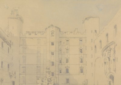 Dziedziniec pałacu Linlithgow, West Lothian autorstwa David Roberts
