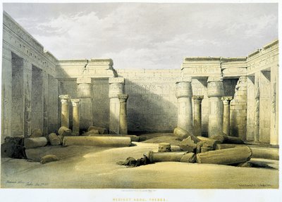 Medinet Abu (Medinet-Habou), Teby (Teby) - w „Ziemi Świętej”, Londyn 1849 autorstwa David Roberts