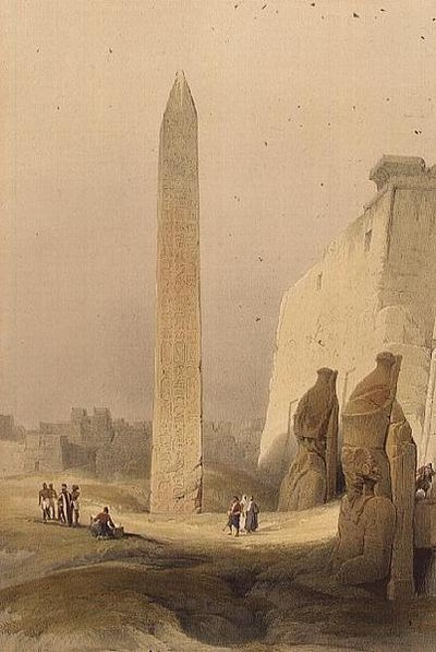 Obelisk w Luksorze, z „Egiptu i Nubii”, tom 1 (lito) autorstwa David Roberts