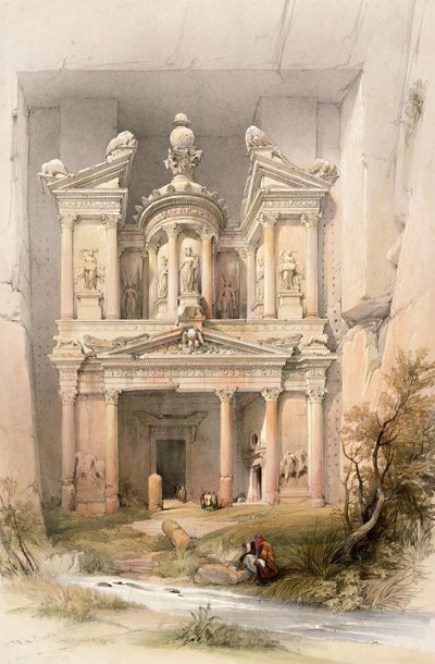 Petra, 7 marca 1839, tablica 92 z tomu III "Ziemi Świętej", sztychowana przez Louisa Haghe (1806-1885) wyd. 1849 autorstwa David Roberts