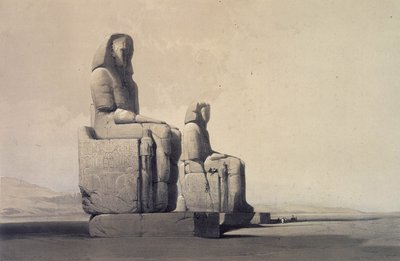 Posągi w Tebach, Egipt, c1845 (litografia) autorstwa David Roberts