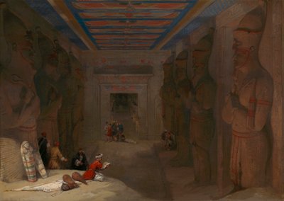 Sala hipostylowa Wielkiej Świątyni w Abu Simbel w Egipcie autorstwa David Roberts