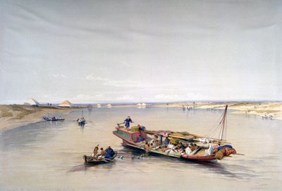 Nil w kierunku piramid Dahszur i Sakkary, XIX w. autorstwa David Roberts