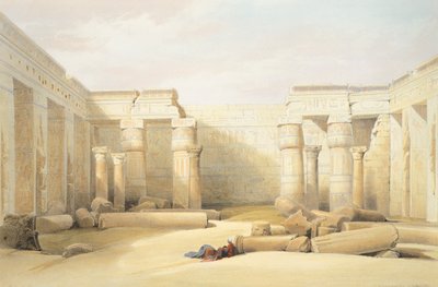 Świątynia Medinet Abu w Tebe, David Roberts, rycina autorstwa David Roberts