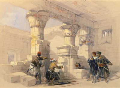 Widok spod portyku Dayr E Medeeneh, Teby autorstwa David Roberts