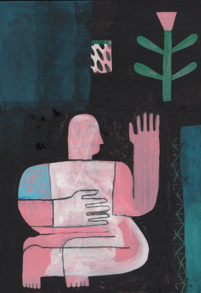 Black And Blue 1, 2023 (mieszana farba na papierze) autorstwa David Shillinglaw