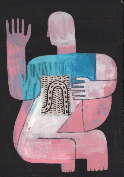 Black And Blue 6, 2023 (mieszana farba na papierze) autorstwa David Shillinglaw