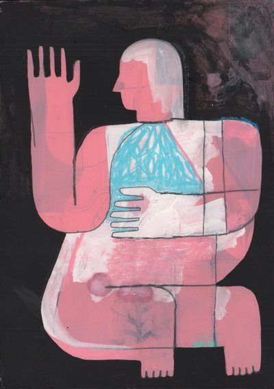 Black And Blue 7, 2023 (mieszana farba na papierze) autorstwa David Shillinglaw