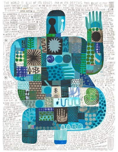 Blue At Its Edges, 2023 (akryl i ołówek na papierze) autorstwa David Shillinglaw