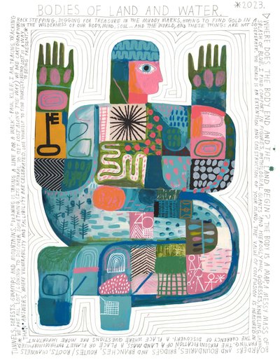 Bodies Of Land And Water, 2023 (akryl i ołówek na papierze) autorstwa David Shillinglaw