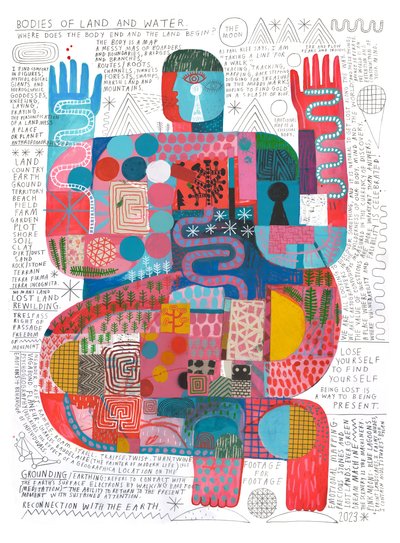 Bodies Of Land And Water 2, 2023 (akryl i ołówek na papierze) autorstwa David Shillinglaw
