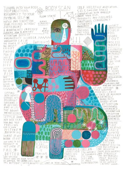 Body Scan, 2023 (akryl i ołówek na papierze) autorstwa David Shillinglaw