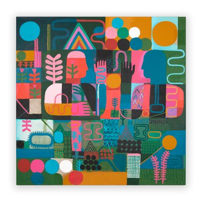Idiot Wind, 2023 (mieszanka farb i kolaż na płótnie) autorstwa David Shillinglaw