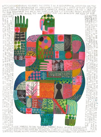 Psycogeography, 2023 (akryl i ołówek na papierze) autorstwa David Shillinglaw