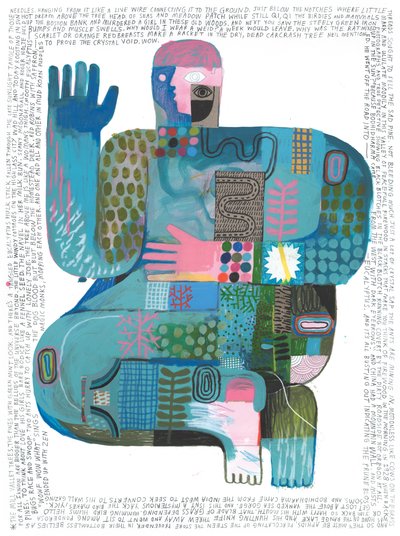 Dźwięki wszechświata, 2023 (akryl i ołówek na papierze) autorstwa David Shillinglaw