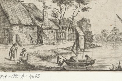 Krajobraz z farmą i wodą autorstwa David Teniers (II)