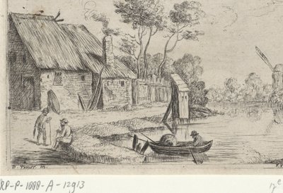 Krajobraz z farmą i wodą autorstwa David Teniers (II)