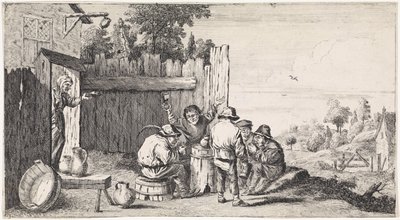 Pięciu rolników około tony Plenerowe sceny rodzajowe (tytuł serialu) autorstwa David Teniers (II)