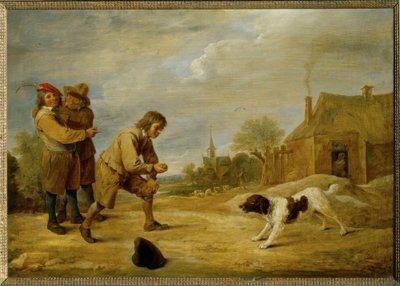 Chłopiec na farmie z psem autorstwa David Teniers the Younger