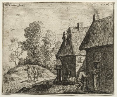 Chłop rozmawia z kobietą. autorstwa David Teniers the Elder