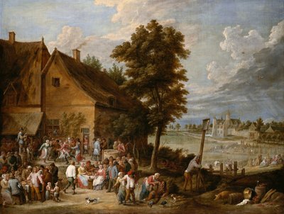 Uczta w czasie żniw, z domem Drij Toren w tle autorstwa David Teniers the Younger