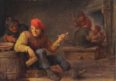Cham pijący i palący w karczmie autorstwa David Teniers the Younger