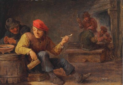 Cham pijący i palący w karczmie autorstwa David Teniers the Younger