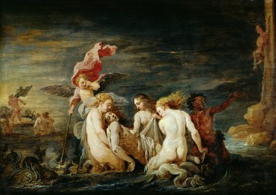 Bohater i Leander: Leander odnaleziony przez Nereidy, kopia obrazu Domenico Feti, 1650-56 autorstwa David Teniers the Younger