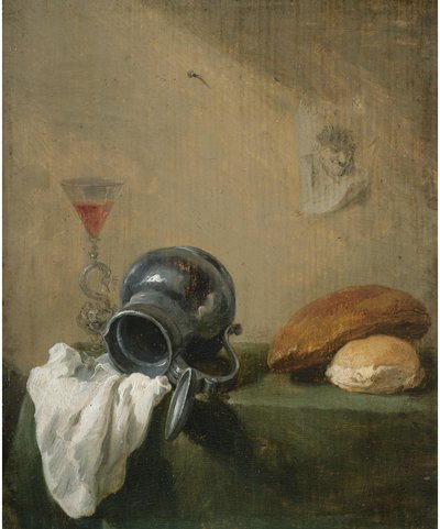 Martwa natura z przewróconym dzbankiem autorstwa David Teniers the Younger