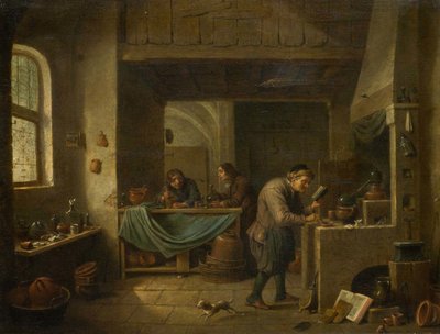 Alchemik i jego uczeń autorstwa David Teniers the Younger