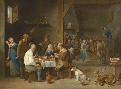 Kolacja z szynką autorstwa David Teniers the Younger