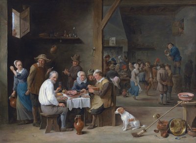 Kolacja z szynką autorstwa David Teniers the Younger