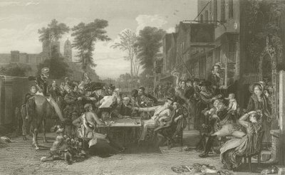 Emeryci z Chelsea czytają gazetę z bitwy pod Waterloo autorstwa David Wilkie