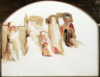 Żydzi płaczą (niedokończone) (olej i akwarela na papierze) autorstwa David Wilkie