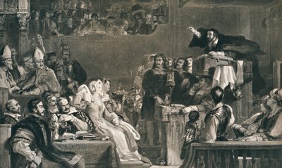Przemówienie Jana Knoxa przed Panami Zgromadzenia, 10 czerwca 1559, c1827, 1912 autorstwa David Wilkie