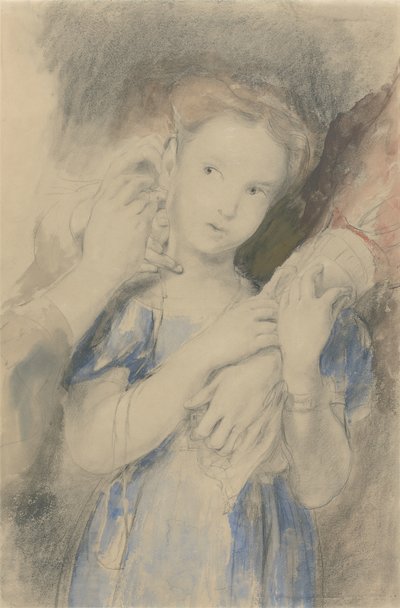 Studium na pierwszy kolczyk (wc, grafit i kreda na papierze) autorstwa David Wilkie