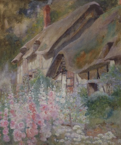 Anne Hathaways Cottage (ołówek i toaleta podkreślone bielą na papierze) autorstwa David Woodlock