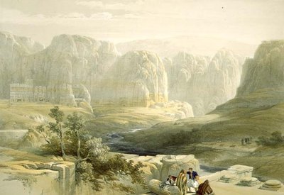 Petra patrząc na południe, 9 marca 1839, tablica 106 z tomu III Ziemi Świętej, sztychowana przez Louisa Haghe (1806-85) wyd. 1849 autorstwa David after Roberts