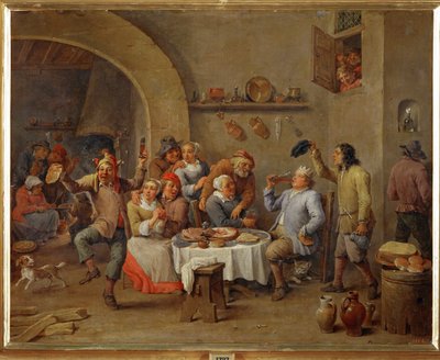 Le Roi Boit (olej na miedzi) autorstwa David the Elder Teniers
