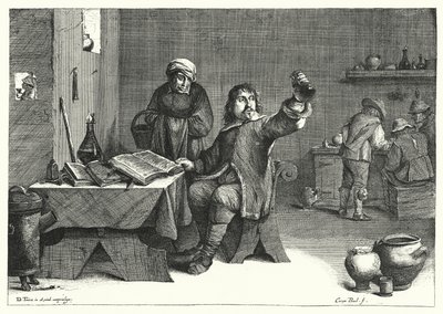 Doktor moczu (grawerunek) autorstwa David the Younger (after) Teniers