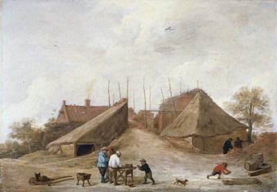 Podwórko z figurami wokół stołu autorstwa David Teniers the Younger