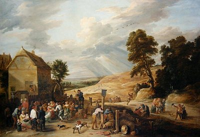 Taniec wiejski przed karczmą (olej na płótnie) autorstwa David Teniers the Younger