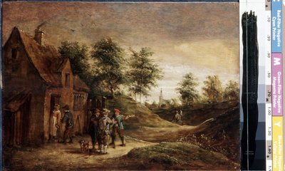 Przed tawerną (Przed tawerną). Obraz Davida Teniersa młodszego (1610-1690). Olej na drewnie autorstwa David Teniers the Younger