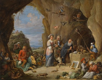 Kuszenie świętego Antoniego (olej na miedzi) autorstwa David the Younger Teniers
