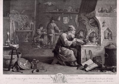 Laboratorium alchemika (grafika) autorstwa David Teniers the Younger