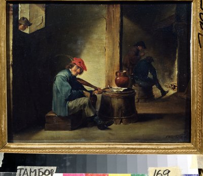 Muzyk (muzyk). Obraz Davida Teniersa młodszego (1610-1690). Olej na drewnie, 26,3 x 37,8 cm. Sztuka flamandzka, styl barokowy. Regionalna Galeria Sztuki, Tambow (Rosja). autorstwa David Teniers the Younger