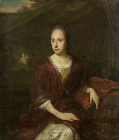 Portret Margaretha Nelis (1652-17050, druga żona Casparusa Commelina). autorstwa David van der Plas